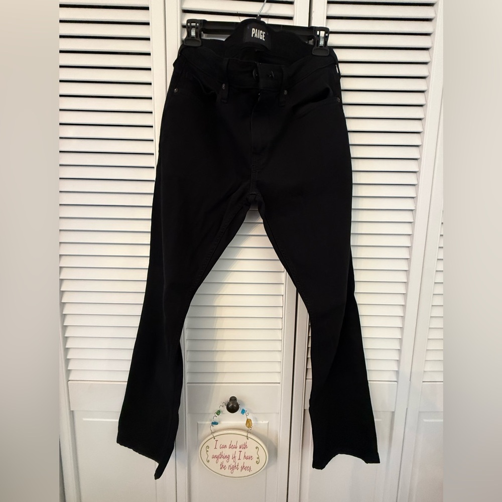PAIGE FEDERAL Men’s Black Dark Wash Straight Leg STRETCH Denim Jeans 30W  X 30L